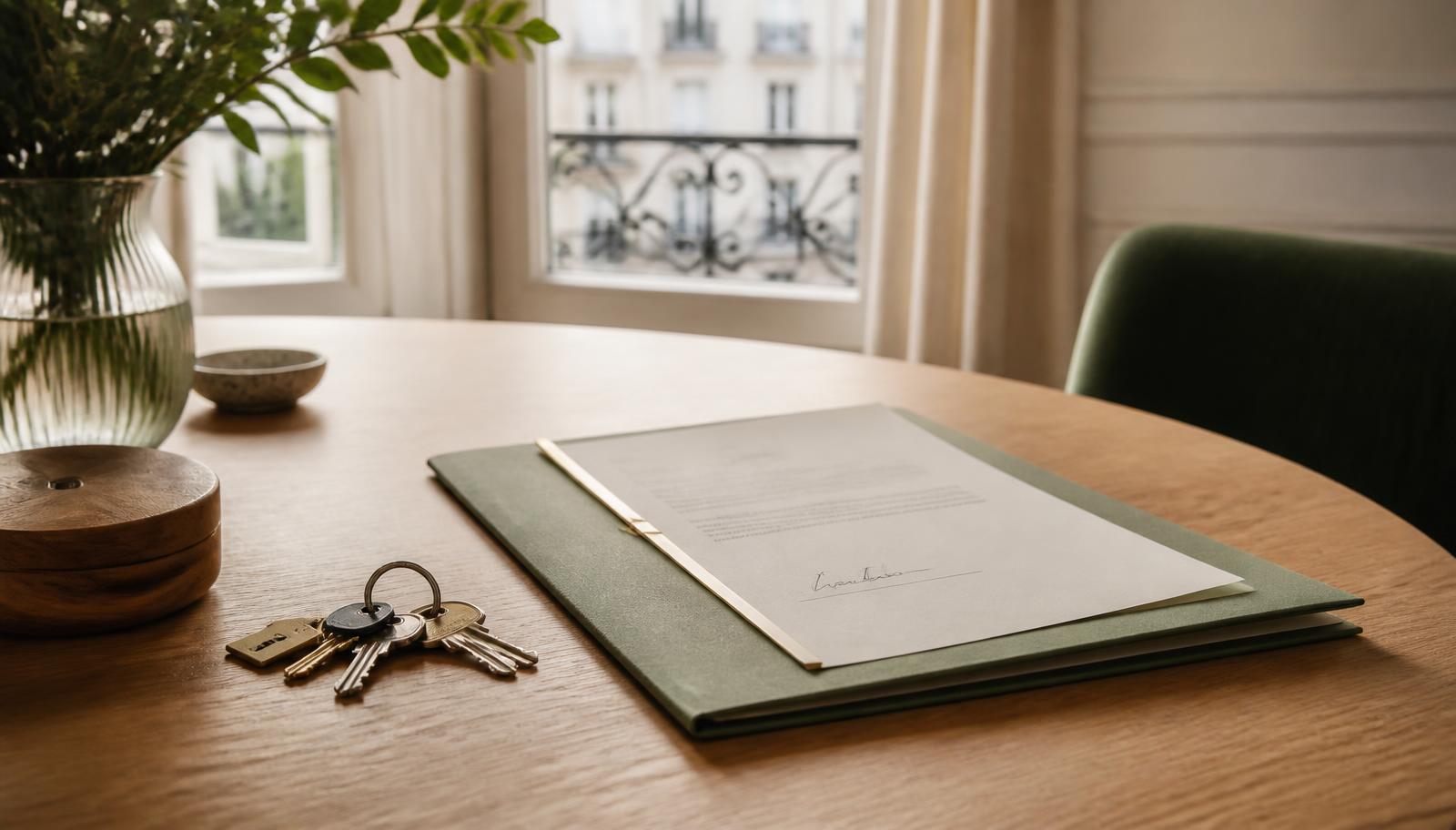 Purchase documents and keys on a desk: buying a Dubai apartment from Israel